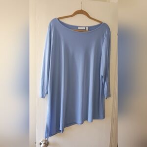 Susan Graver Light Blue Asymmetrical Tunic